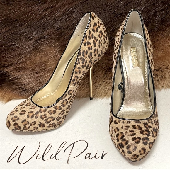 Wild Pair Leather / Pony Hair Leopard Heels Sz 7 - Picture 1 of 13